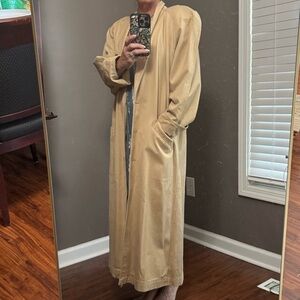 Vintage Hippie retro Denim 70 Trench Maxi Coat large Tan long SBII BY BITTERMAN
